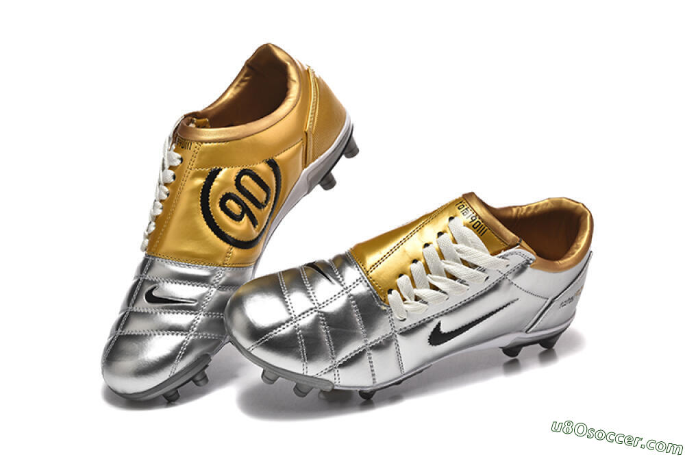 Nike Total 90 III FG Firm Ground Soccer Cleats - Silver/Black/Gold 6