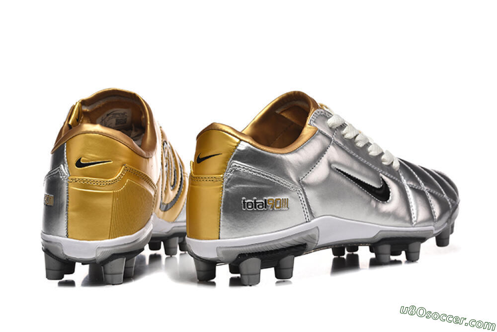 Nike Total 90 III FG Firm Ground Soccer Cleats - Silver/Black/Gold 9