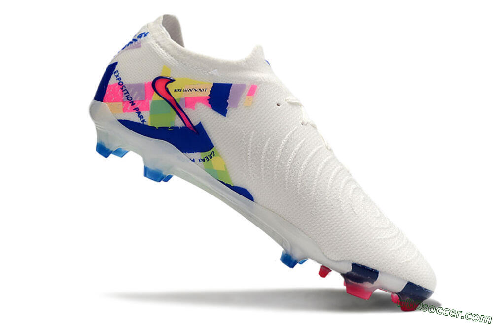 Nike Phantom GX 2 Elite FG Firm Ground Soccer Cleats - White/Pink/Blue 4