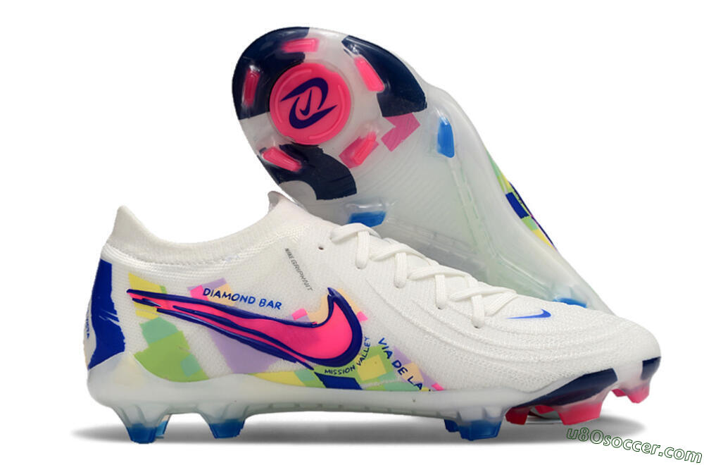 Nike Phantom GX 2 Elite FG Firm Ground Soccer Cleats - White/Pink/Blue 1