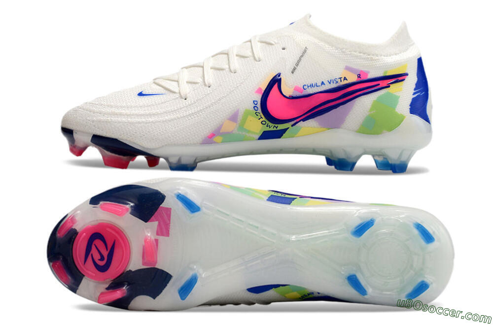 Nike Phantom GX 2 Elite FG Firm Ground Soccer Cleats - White/Pink/Blue 0