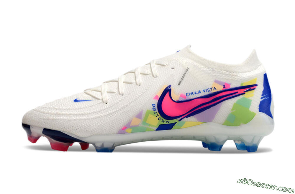 Nike Phantom GX 2 Elite FG Firm Ground Soccer Cleats - White/Pink/Blue 2