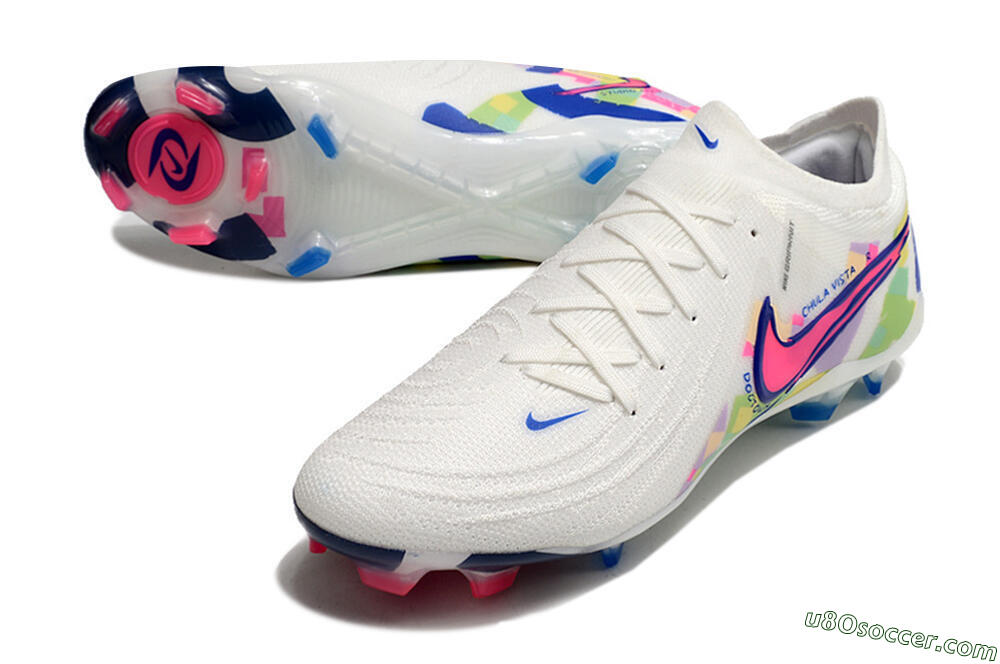 Nike Phantom GX 2 Elite FG Firm Ground Soccer Cleats - White/Pink/Blue 3