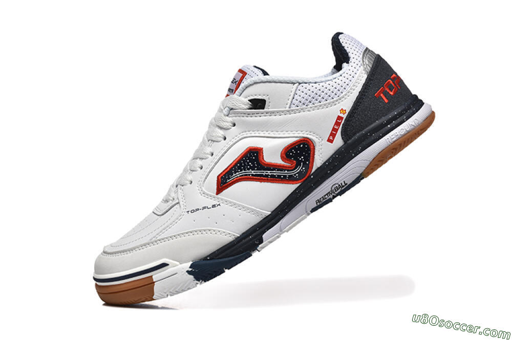 Joma Top Flex IC Indoor & Futsal Soccer Shoes - White/Black/Red 8