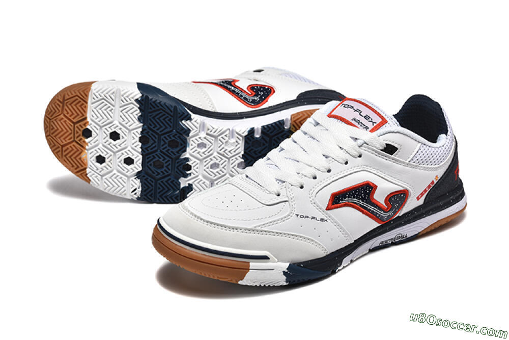 Joma Top Flex IC Indoor & Futsal Soccer Shoes - White/Black/Red 3