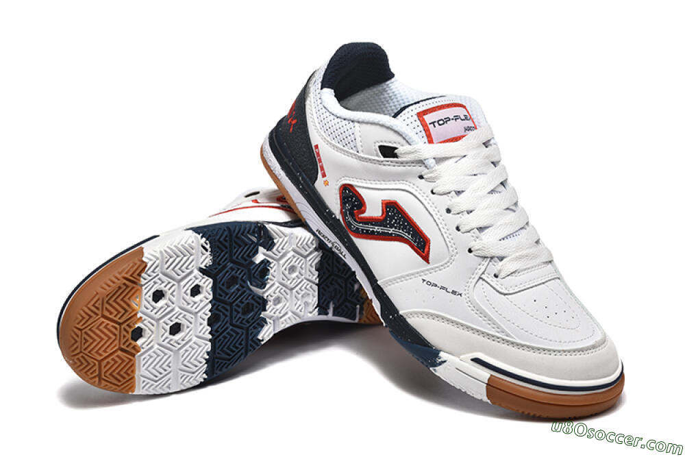 Joma Top Flex IC Indoor & Futsal Soccer Shoes - White/Black/Red 4