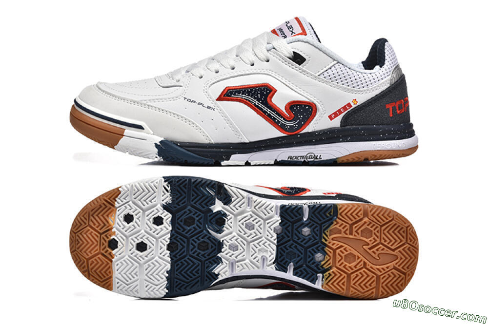 Joma Top Flex IC Indoor & Futsal Soccer Shoes - White/Black/Red 0