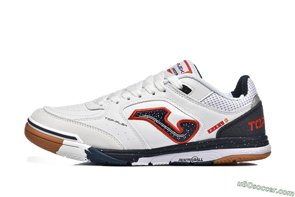 Joma Top Flex IC Indoor & Futsal Soccer Shoes - White/Black/Red 2