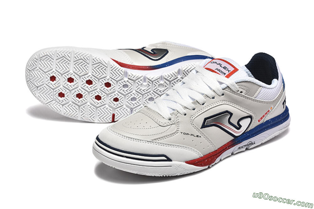Joma Top Flex IC Indoor & Futsal Soccer Shoes - Grey/Silver/Red 3