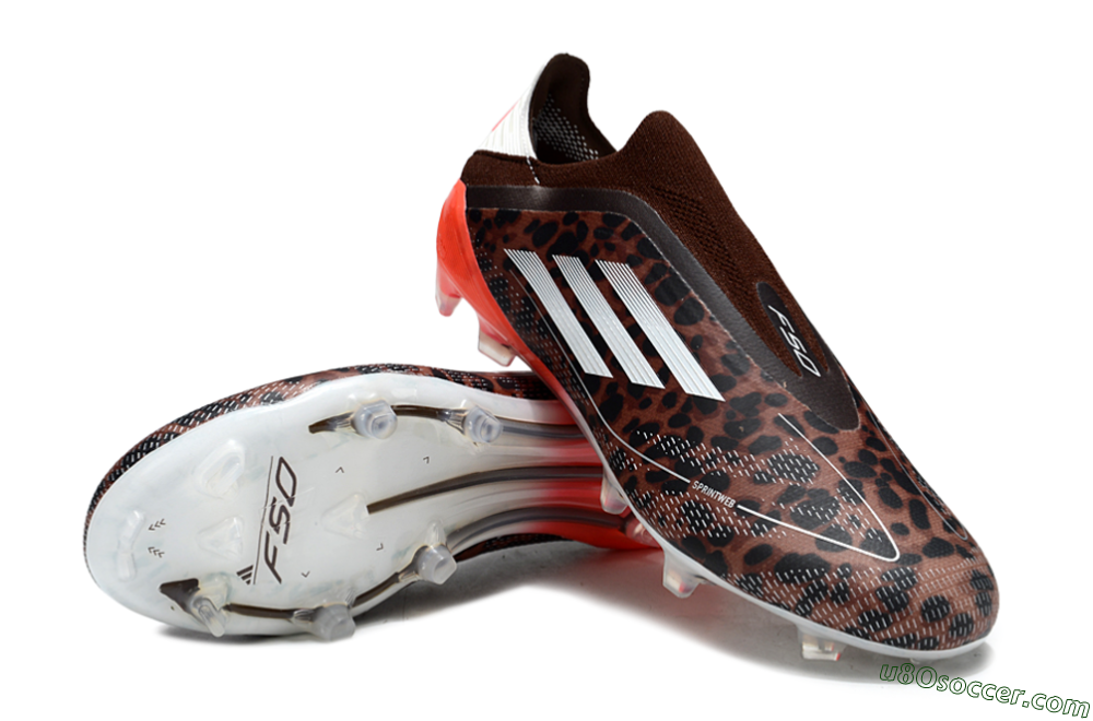 Adidas F50 Elite Laceless FG Firm Ground Soccer Cleats - Leopard/White/Red 3
