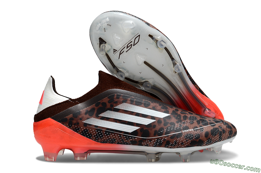 Adidas F50 Elite Laceless FG Firm Ground Soccer Cleats - Leopard/White/Red 1