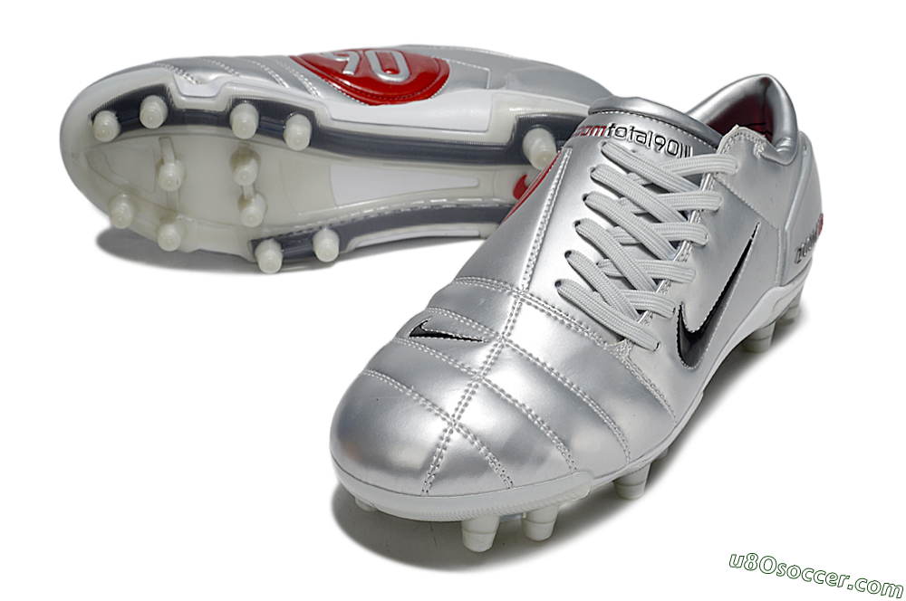 Nike Air Zoom Total 90 III FG Firm Ground Soccer Cleats - Silver/Black/Red 3