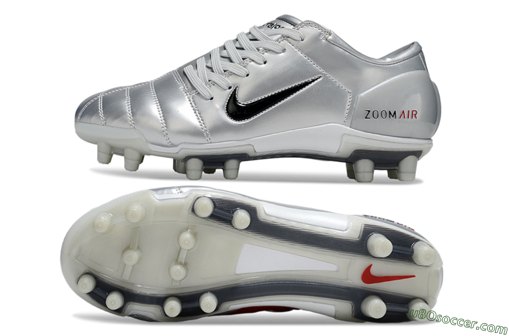 Nike Air Zoom Total 90 III FG Firm Ground Soccer Cleats - Silver/Black/Red 0