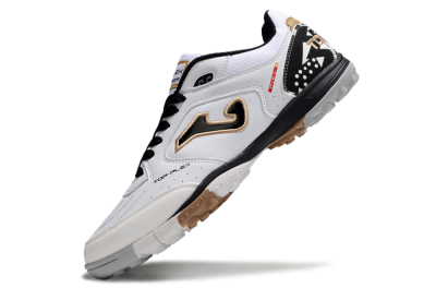 Joma Top Flex TF Artificial Turf Soccer Shoes - White/Black/Brown
