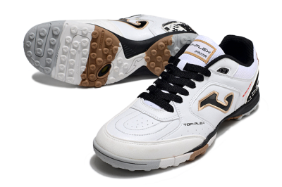 Joma Top Flex TF Artificial Turf Soccer Shoes - White/Black/Brown