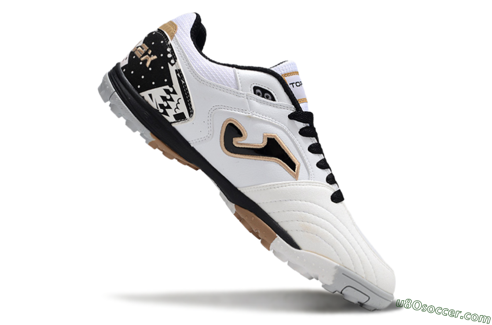 Joma Top Flex TF Artificial Turf Soccer Shoes - White/Black/Brown 4