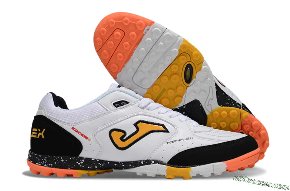 Joma Top Flex TF Artificial Turf Soccer Shoes - White/Yellow/Black 1