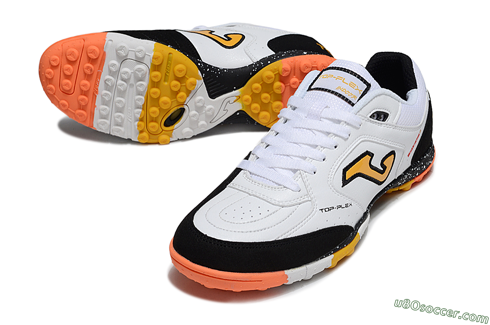 Joma Top Flex TF Artificial Turf Soccer Shoes - White/Yellow/Black 3