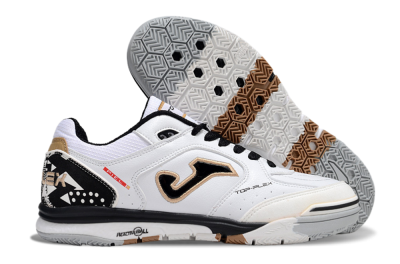 Joma Top Flex IC Indoor & Futsal Soccer Shoes - White/Black/Brown