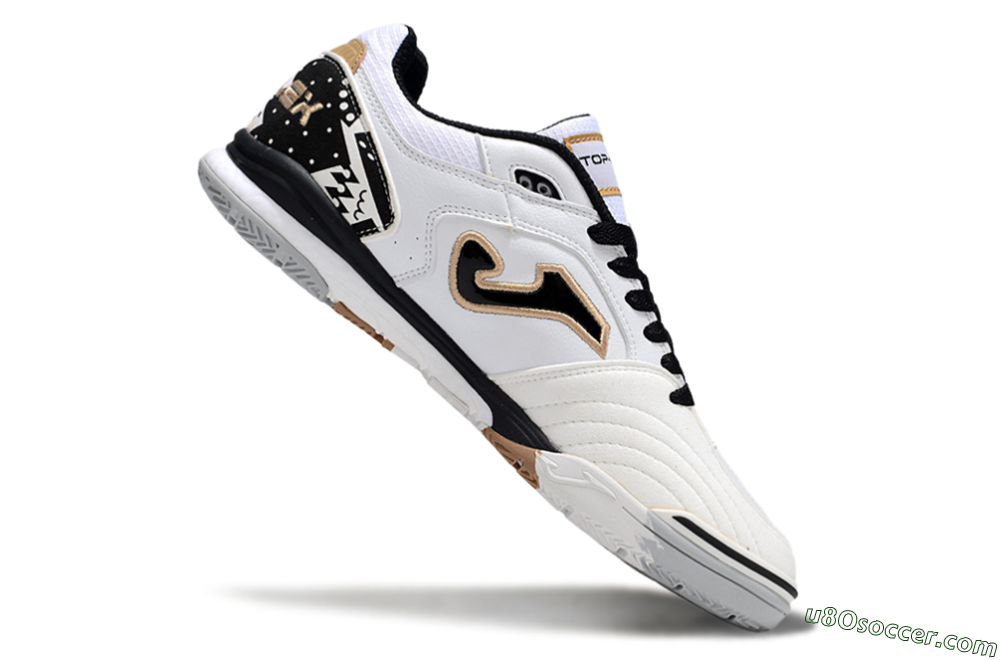 Joma Top Flex IC Indoor & Futsal Soccer Shoes - White/Black/Brown 4
