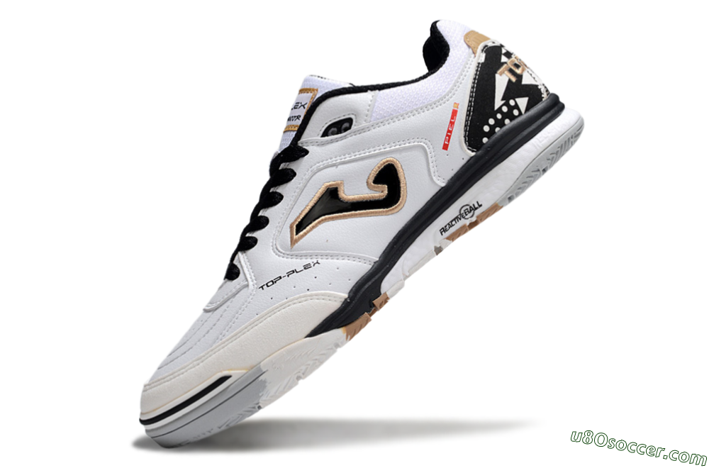 Joma Top Flex IC Indoor & Futsal Soccer Shoes - White/Black/Brown 5