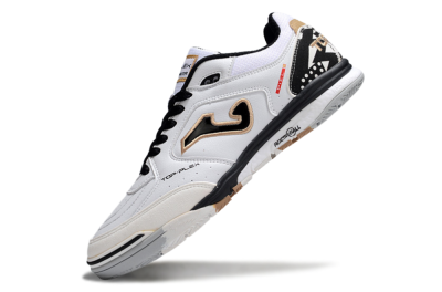 Joma Top Flex IC Indoor & Futsal Soccer Shoes - White/Black/Brown