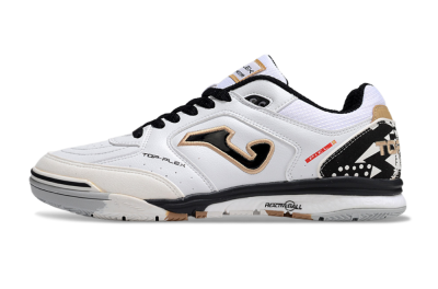 Joma Top Flex IC Indoor & Futsal Soccer Shoes - White/Black/Brown