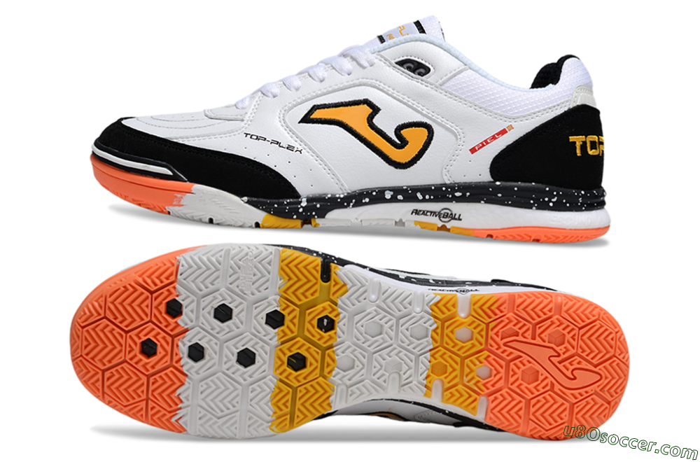 Joma Top Flex IC Indoor & Futsal Soccer Shoes - White/Black/Yellow 0