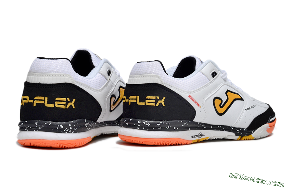 Joma Top Flex IC Indoor & Futsal Soccer Shoes - White/Black/Yellow 5