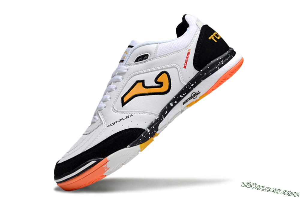 Joma Top Flex IC Indoor & Futsal Soccer Shoes - White/Black/Yellow 4