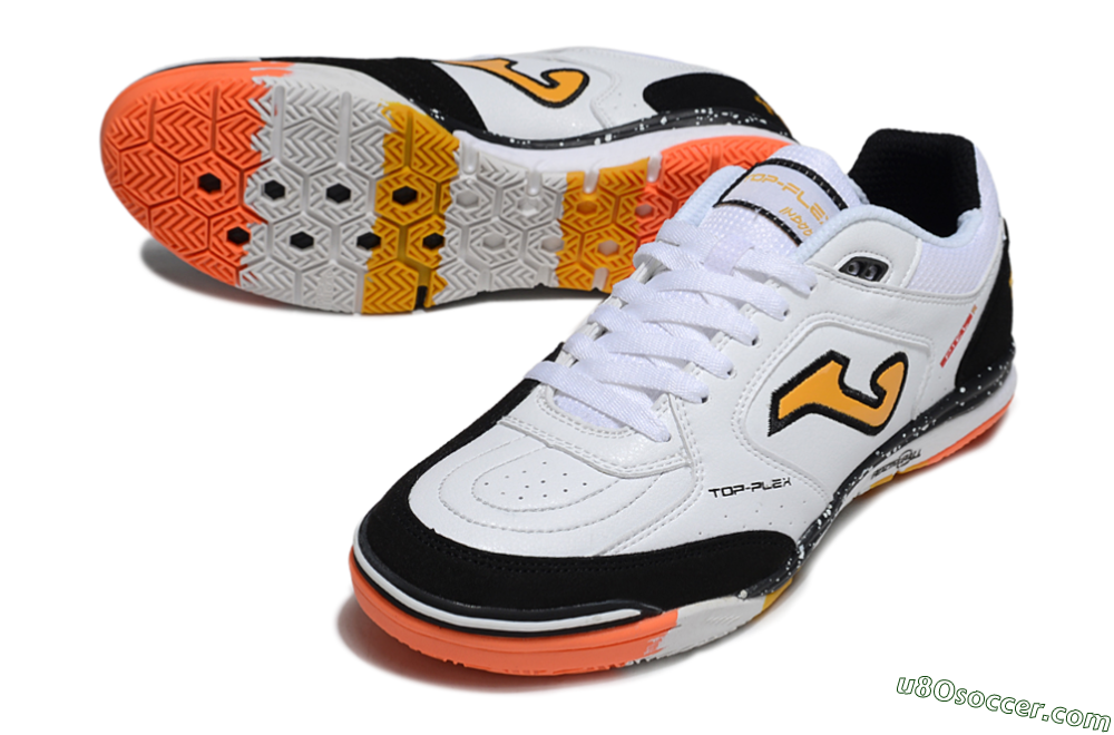 Joma Top Flex IC Indoor & Futsal Soccer Shoes - White/Black/Yellow 2
