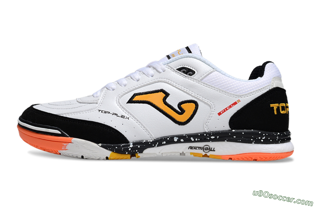 Joma Top Flex IC Indoor & Futsal Soccer Shoes - White/Black/Yellow 1