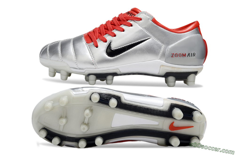 Nike Air Zoom Total 90 III FG Firm Ground Soccer Cleats - Silver/Black/Red 0