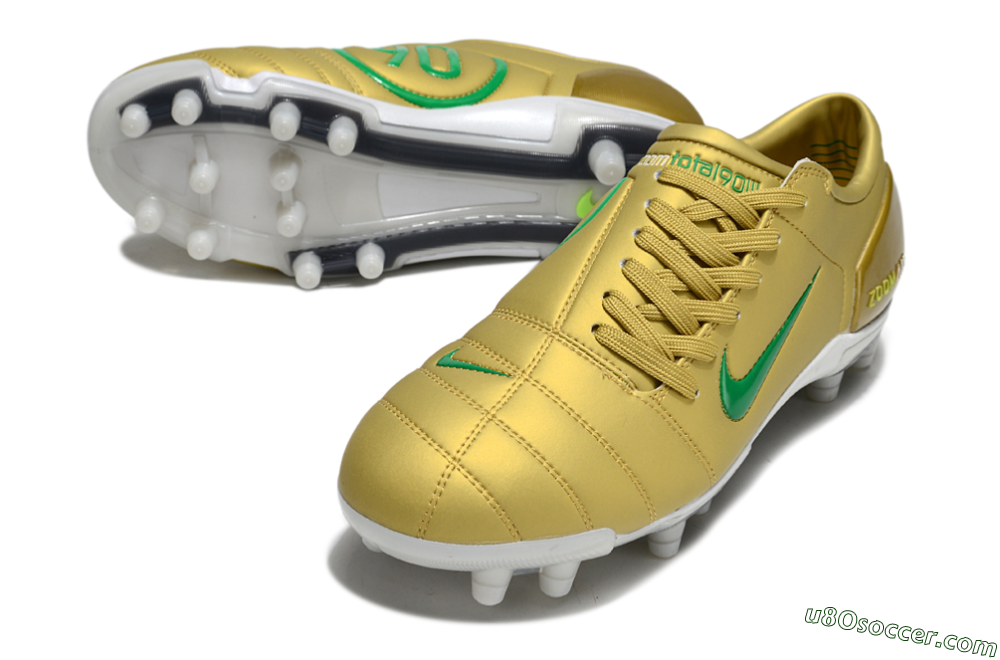 Nike Air Zoom Total 90 III FG Firm Ground Soccer Cleats - Gold/Green/White 3