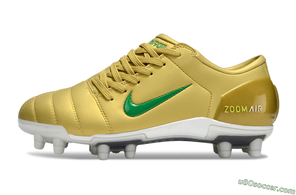 Nike Air Zoom Total 90 III FG Firm Ground Soccer Cleats - Gold/Green/White 2