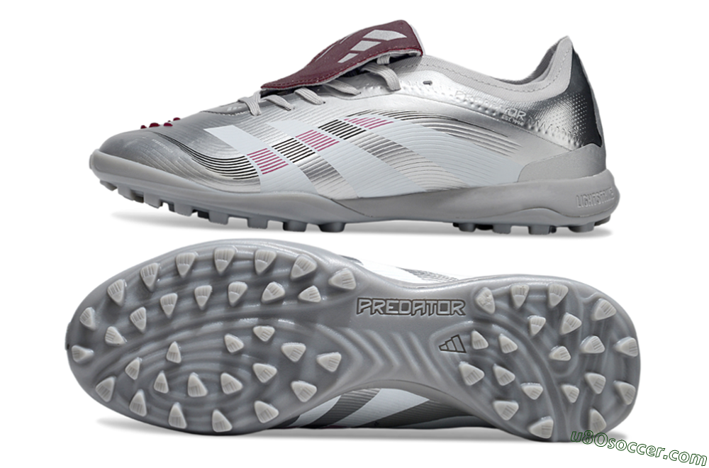Adidas Predator Elite Foldover Tongue TF Artificial Turf Soccer Shoes - Silver/Black/Red 0