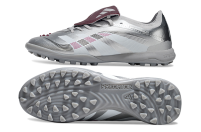 Adidas Predator Elite Foldover Tongue TF Artificial Turf Soccer Shoes - Silver/Black/Red