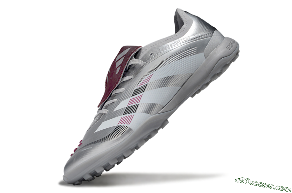 Adidas Predator Elite Foldover Tongue TF Artificial Turf Soccer Shoes - Silver/Black/Red 5