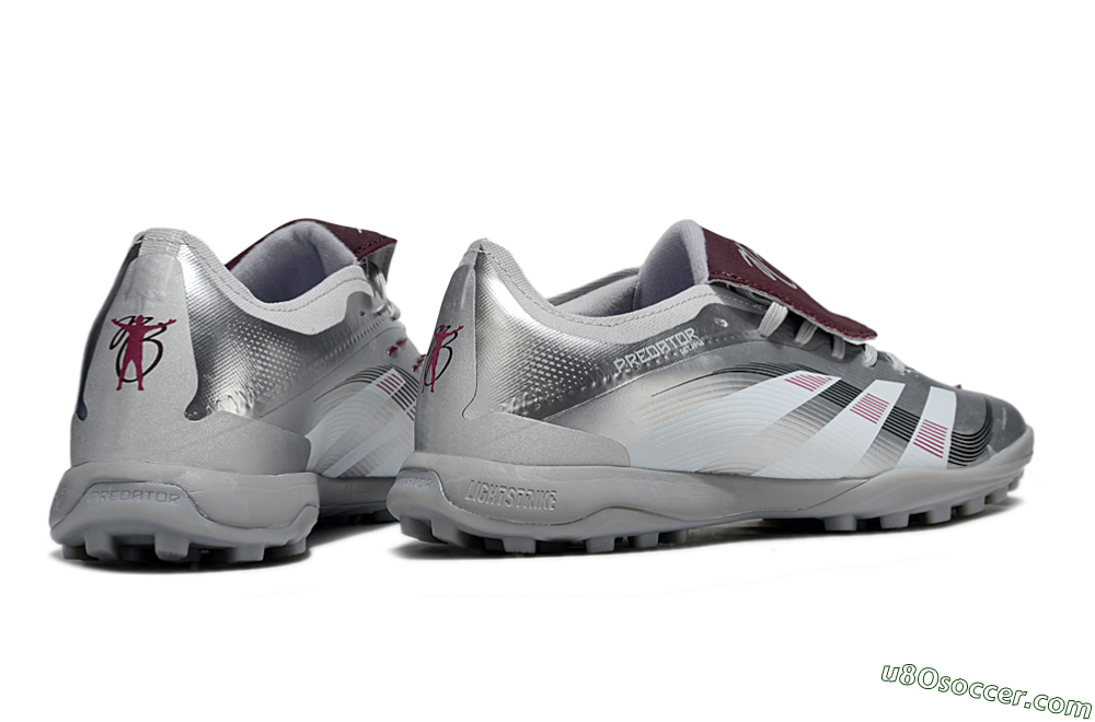 Adidas Predator Elite Foldover Tongue TF Artificial Turf Soccer Shoes - Silver/Black/Red 6