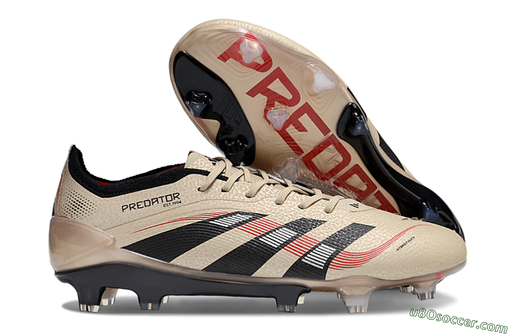 Adidas Predator 25 Elite FG Firm Ground Soccer Cleats - Gold/Black/Red 1