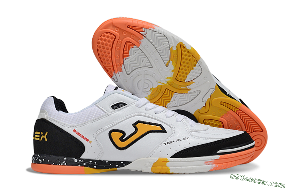 Joma Top Flex IC Indoor & Futsal Soccer Shoes - White/Black/Yellow 1