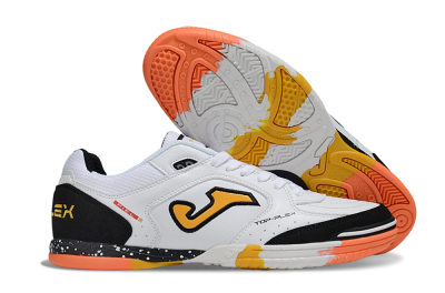 Joma Top Flex IC Indoor & Futsal Soccer Shoes - White/Black/Yellow