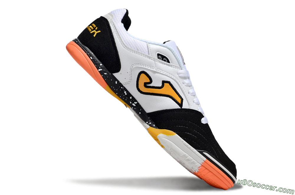 Joma Top Flex IC Indoor & Futsal Soccer Shoes - White/Black/Yellow 4