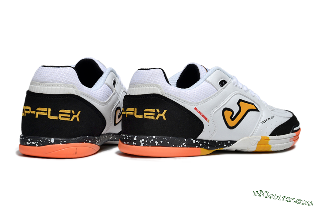 Joma Top Flex IC Indoor & Futsal Soccer Shoes - White/Black/Yellow 6