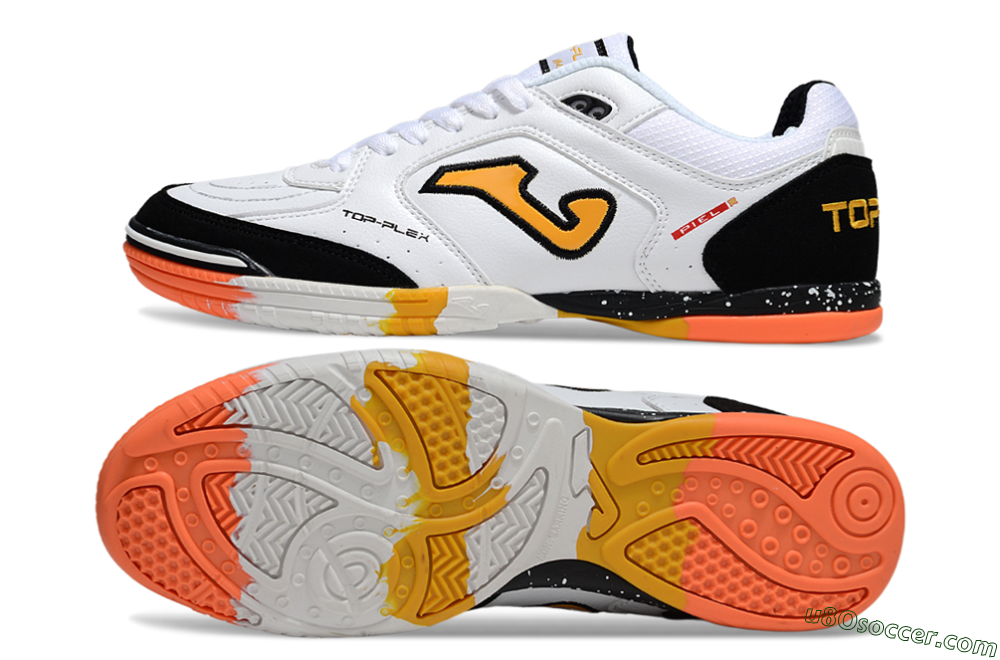 Joma Top Flex IC Indoor & Futsal Soccer Shoes - White/Black/Yellow 0