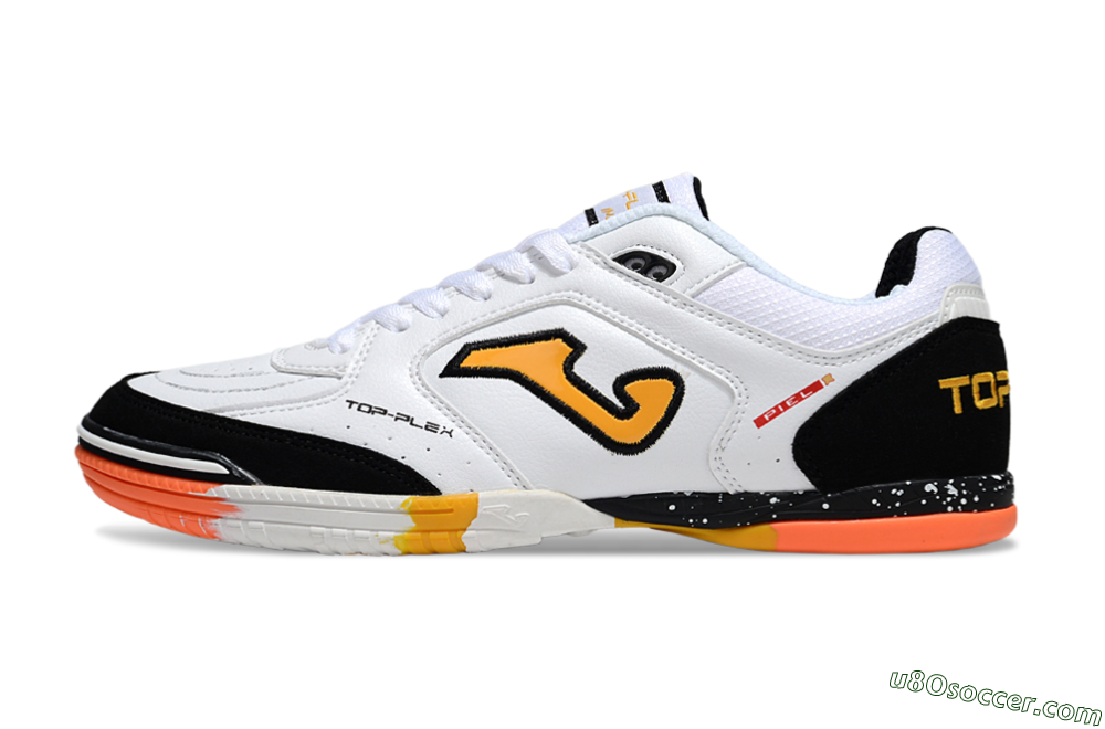 Joma Top Flex IC Indoor & Futsal Soccer Shoes - White/Black/Yellow 2