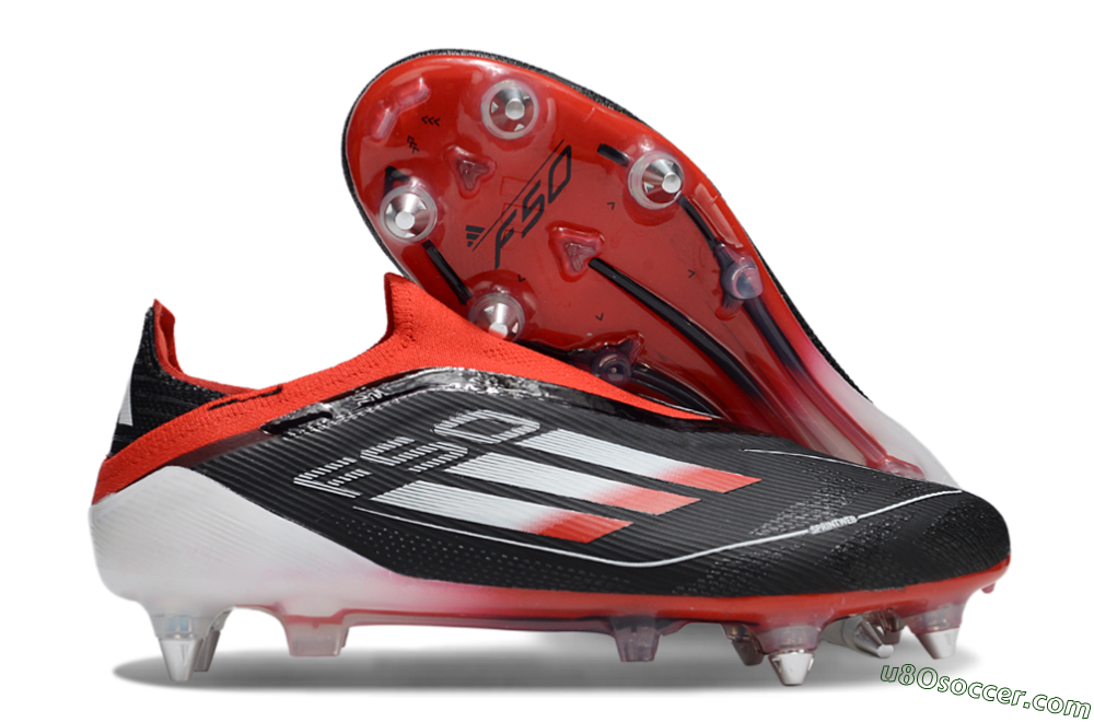 Adidas F50 Elite Laceless SG Soft Ground Soccer Cleats - Black/Red/Silver 1