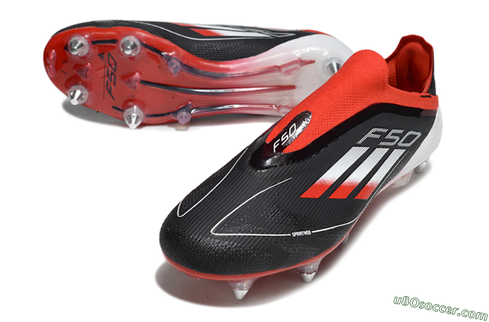 Adidas F50 Elite Laceless SG Soft Ground Soccer Cleats - Black/Red/Silver 3