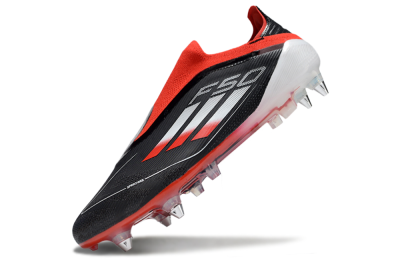 Adidas F50 Elite Laceless SG Soft Ground Soccer Cleats - Black/Red/Silver