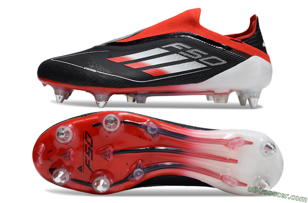 Adidas F50 Elite Laceless SG Soft Ground Soccer Cleats - Black/Red/Silver 0